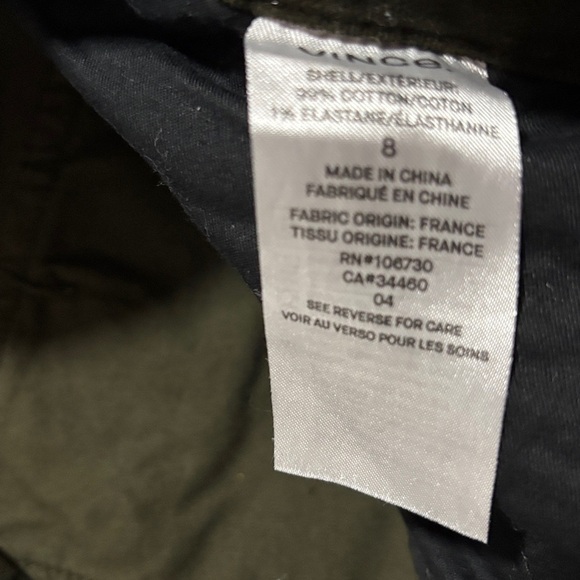 Vince Corduroy Skinny Cargo Pants - Olive - Picture 8 of 8